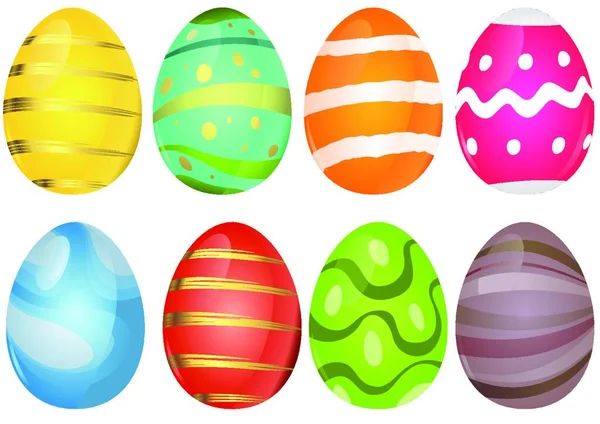 Colección Huevos Pascua Coloridos Elementos Diseño Para Diseño Gráfico Ilustración — Vector de stock