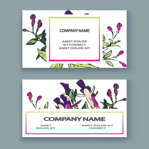 Botanische Hochzeitseinladungskarte Vorlage Design Handgezeichnete Fuchsia Blumen Und Blätter Pastellfarbe — Stockvektor