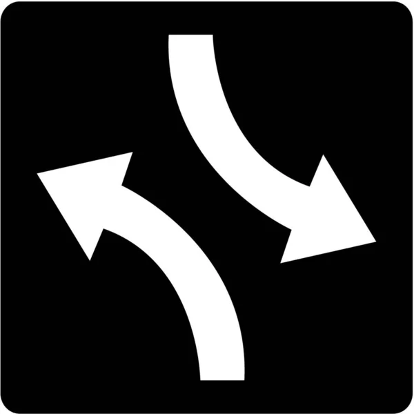 Δύο Τρόπος Αριστερά Στροφή Arrow Lane Χρησιμοποιήστε Σήμα Ελέγχου — Διανυσματικό Αρχείο