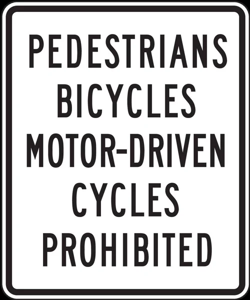 Yayalar Bisikletler Motorlu Araçlar Yasaklandı — Stok Vektör