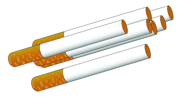 Alguns Cigarros Derrubados Isolados Fundo Branco — Vetor de Stock