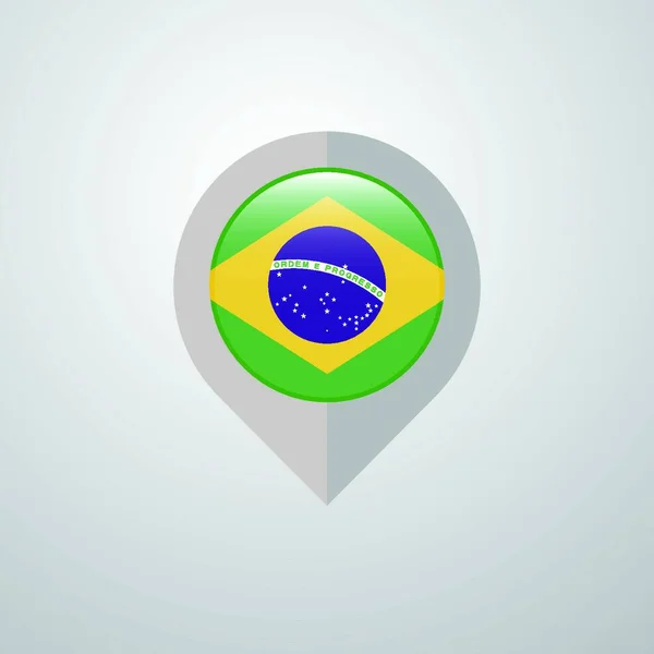 Map Navigation Pointer Brazil Flag Design Vector — Stock Vector