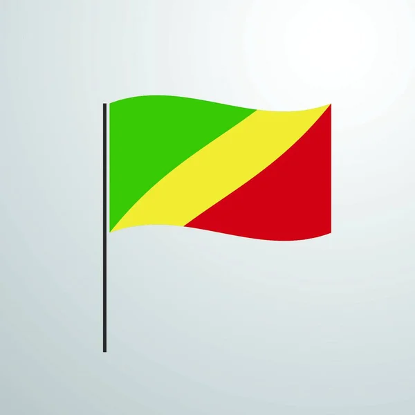 Republik Kongo Schwenkt Flagge — Stockvektor
