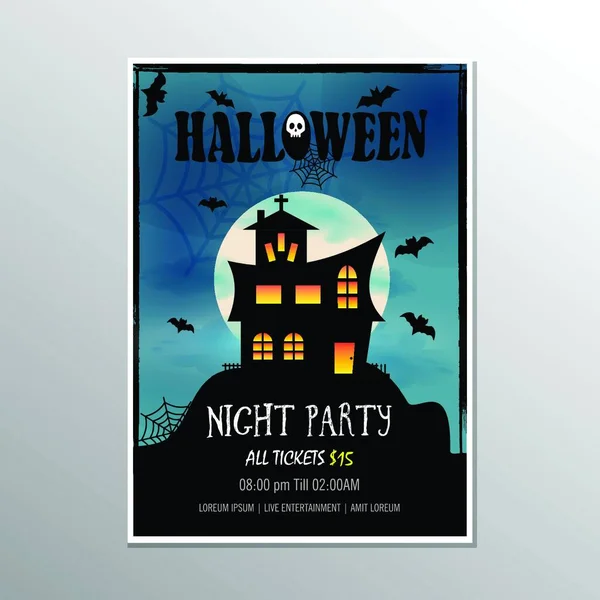 Wesołego Halloween Nocnego Plakatu Ilustracja Wektora — Wektor stockowy