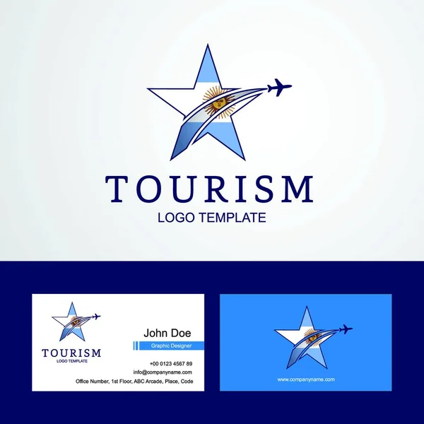 Travel Argentina Flag Creative Star Logo Business Card Design — Stock Vector