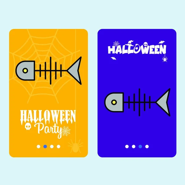 Feliz Halloween Diseño Invitación Con Vector Cráneo Pescado — Vector de stock