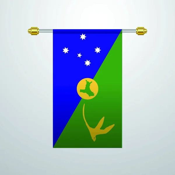 Isla Navidad Colgando Bandera Ilustración Vectorial — Archivo Imágenes Vectoriales