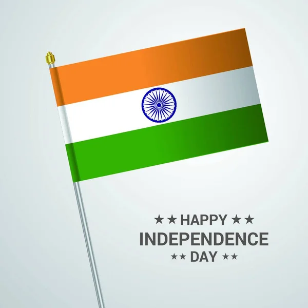 Inde Jour Indépendance Conception Typographique Avec Vecteur Drapeau — Image vectorielle