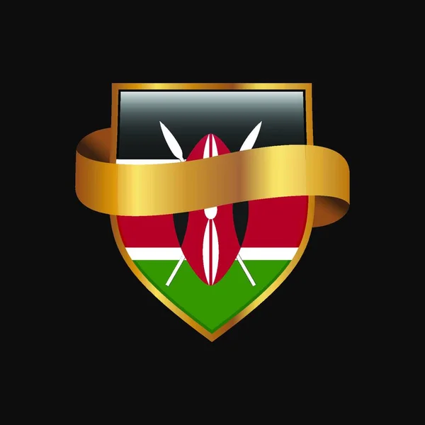 Drapeau Kenya Insigne Doré Vecteur Conception — Image vectorielle