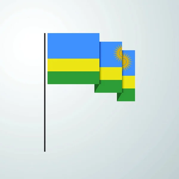 Ruanda Sventola Bandiera Sfondo Creativo — Vettoriale Stock