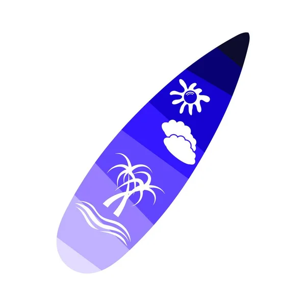 Icono Tabla Surf Diseño Color Plano Ilustración Vectorial — Vector de stock