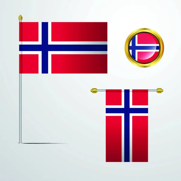 Norsko Skandinávská Země Zahrnující Hory Ledovce Hluboké Pobřežní Fjordy — Stockový vektor