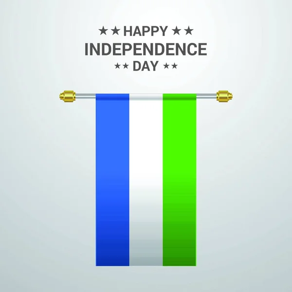 Sierra Leone Giorno Indipendenza Appeso Bandiera Sfondo — Vettoriale Stock