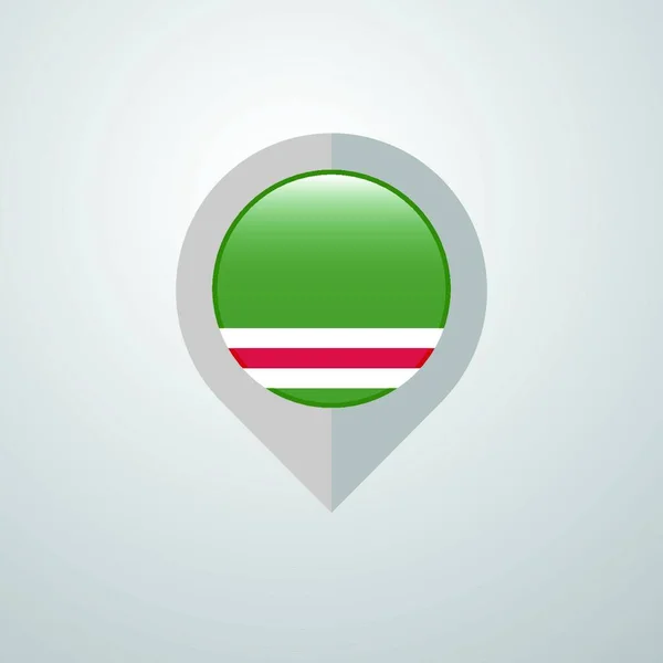 チェチェン共和国の Lchkeria フラグのデザインのベクトルを持つマップ ナビゲーション ポインター — ストックベクタ