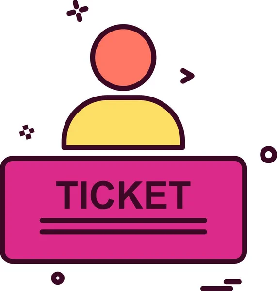 Ticket Icono Diseño Vector — Vector de stock