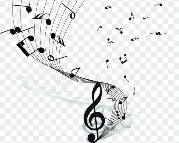 Musical Designs Elements Music Staff Treble Clef Notes Black White — Stock Vector