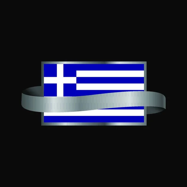Görögország Zászló Ribbon Banner Design — Stock Vector