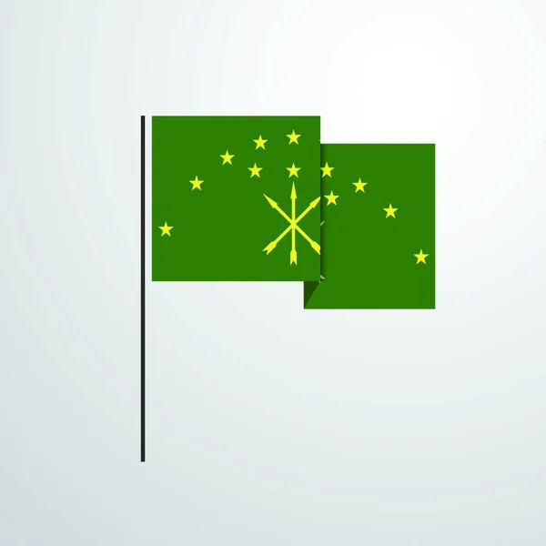 Adygeiska Viftande Flagga Design Vektor — Stock vektor