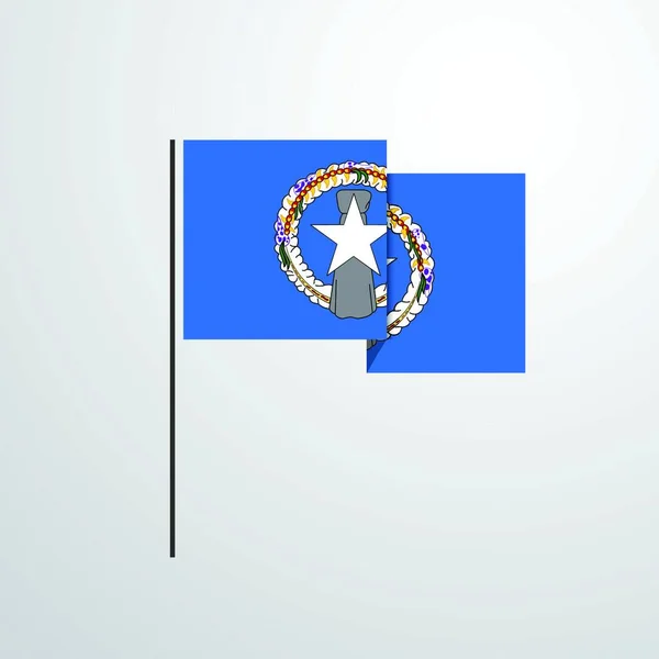 Isole Marianne Settentrionali Sventolando Bandiera Vettore Progettazione — Vettoriale Stock
