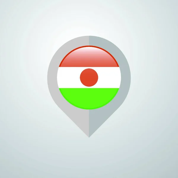 Kaart Van Navigatie Aanwijzer Met Niger Vlag Ontwerp Vector — Stockvector