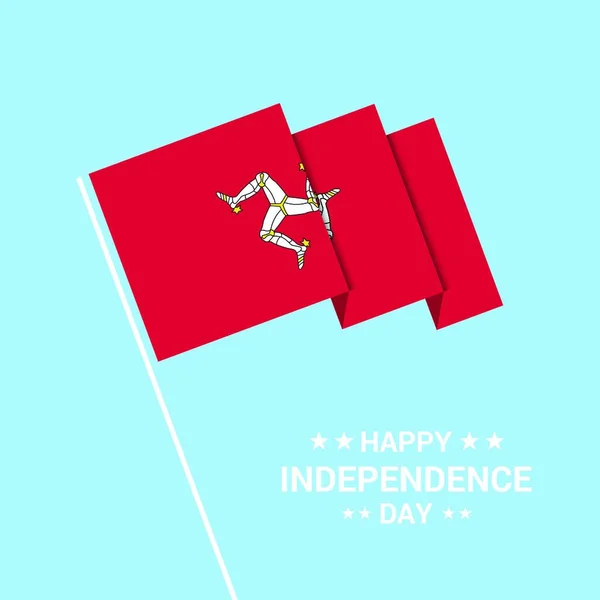 Isle Man Desenho Tipográfico Dia Independência Com Vetor Bandeira —  Vetores de Stock