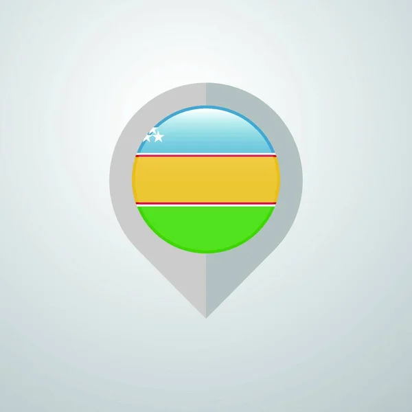 Pointeur Navigation Carte Avec Vecteur Conception Drapeau Karakalpakstan — Image vectorielle