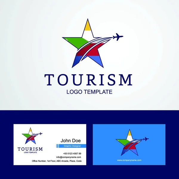 Travel Democratic Republic Congo Flag Creative Star Logo Business Card — Stock Vector