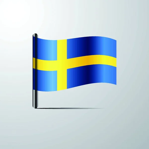 Svédország Hullámzó Fényes Zászló Design Vektor — Stock Vector