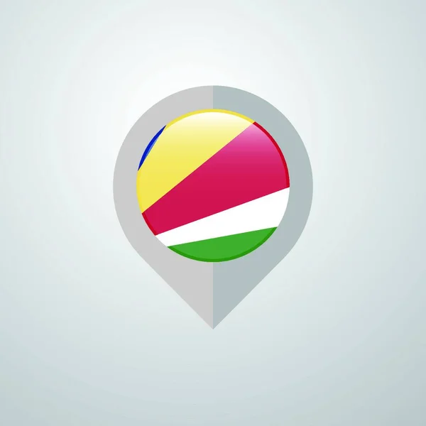 Pointeur Navigation Carte Avec Vecteur Conception Drapeau Seychelles — Image vectorielle