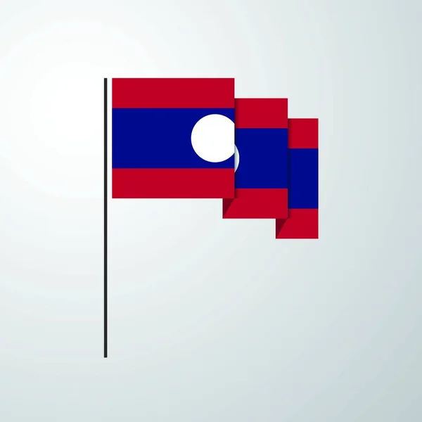 Laos Viftande Flagga Kreativ Bakgrund — Stock vektor