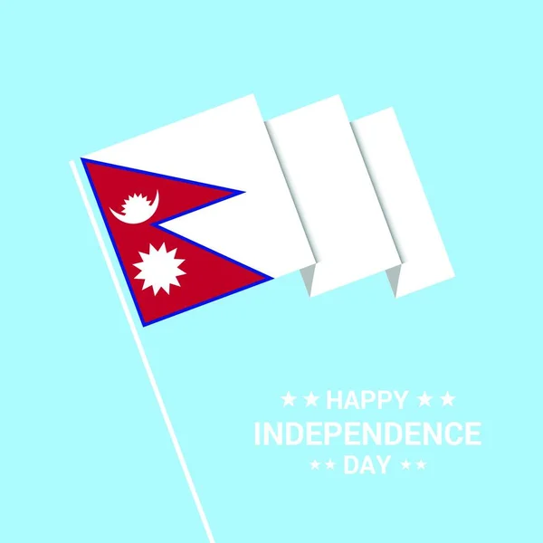 Desenho Tipográfico Dia Independência Nepal Com Vetor Bandeira —  Vetores de Stock