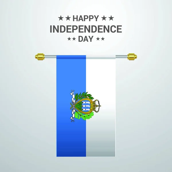 San Marino Giorno Dell Indipendenza Appeso Bandiera Sfondo — Vettoriale Stock