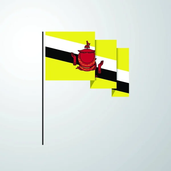 Brunei Schwenkt Flagge Kreativen Hintergrund — Stockvektor