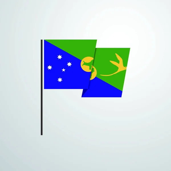 Île Noël Agitant Vecteur Conception Drapeau — Image vectorielle