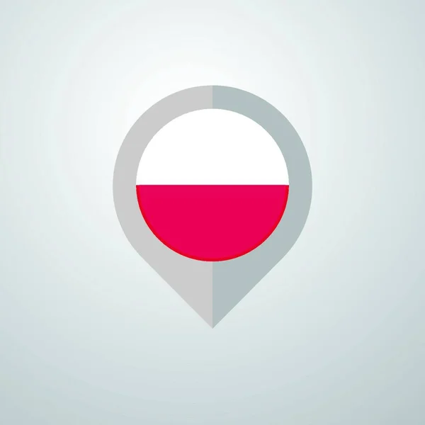 地図ポーランドの旗のデザインベクトルとナビゲーションポインタ — ストックベクタ