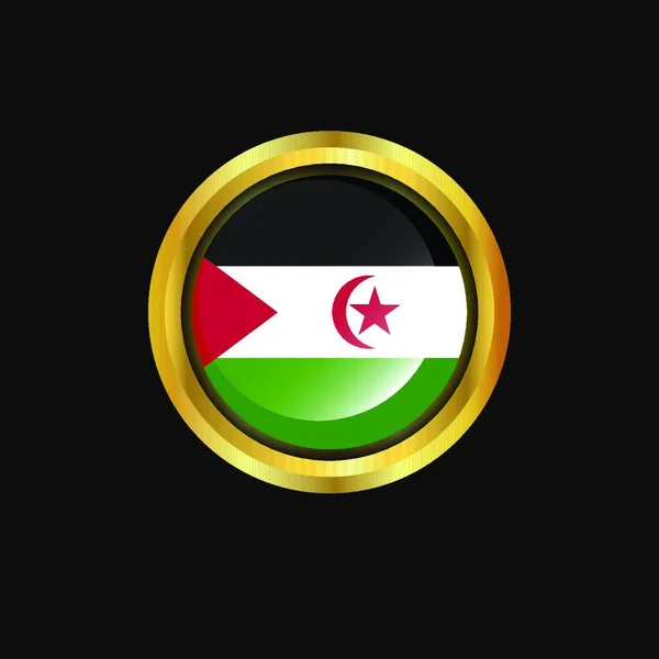 Золотая Кнопка Флага Западной Сахары — стоковый вектор