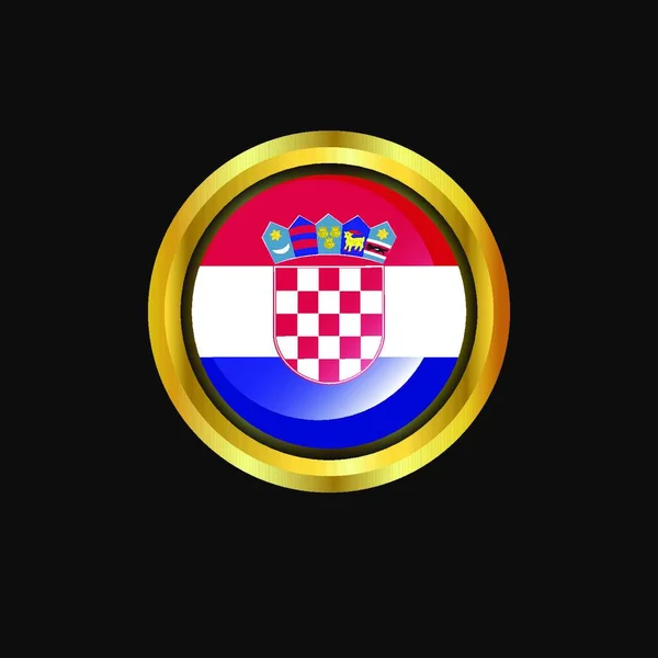 Drapeau Croatie Bouton Doré — Image vectorielle