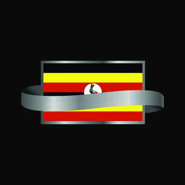 Uganda Flagga Band Banner Design — Stock vektor