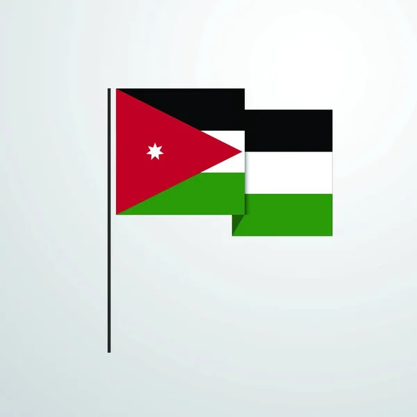 Jordanië Golvende Vlag Ontwerp Vector — Stockvector