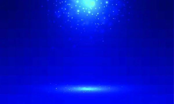 Fond Scène Bleu Avec Des Rayons Lumineux Projecteur Chute Scintillant — Image vectorielle