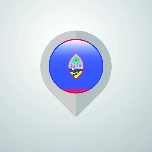 地図グアムの旗のデザインベクトルとナビゲーションポインタ — ストックベクタ