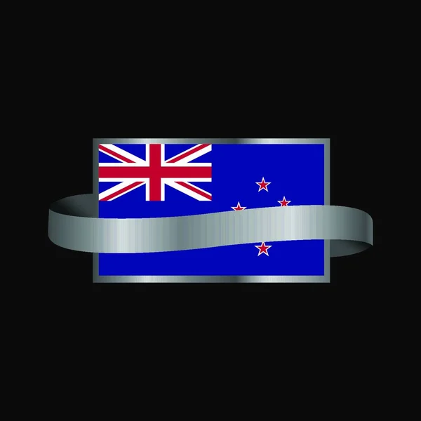 Bandeira Nova Zelândia Design Banner Fita — Vetor de Stock