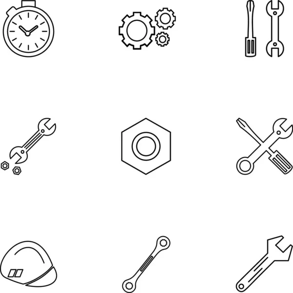 Vektor Set Von Einfachen Symbolen Von Werkzeugen — Stockvektor