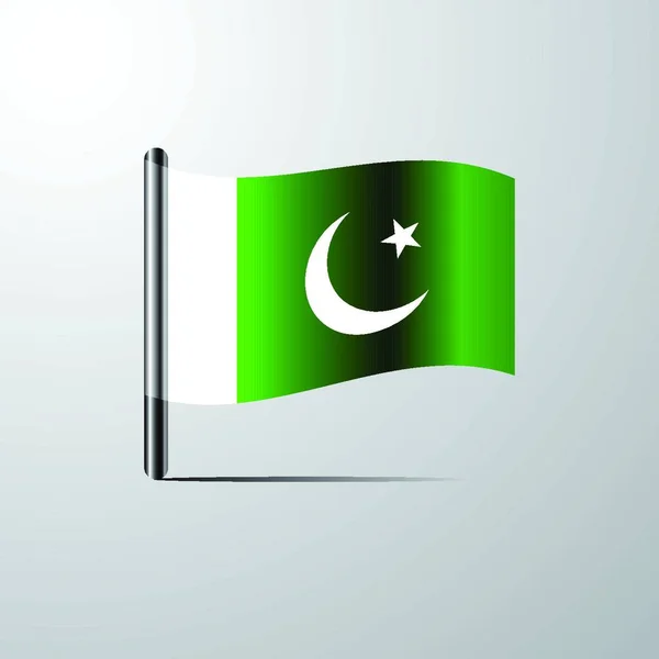 Pakistan Waving Shiny Flag Design Vector — Stock Vector