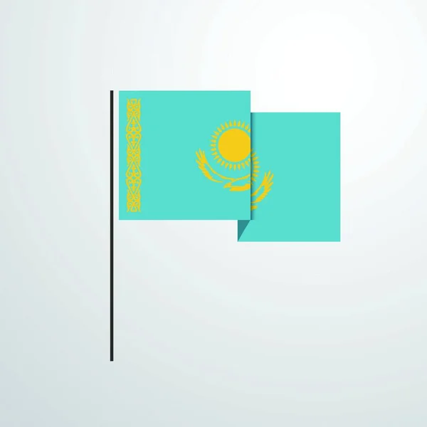 Kasachstan Schwenkt Flagge — Stockvektor