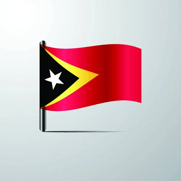 Timor Oriental Ondeando Shiny Flag Vector Diseño — Archivo Imágenes Vectoriales