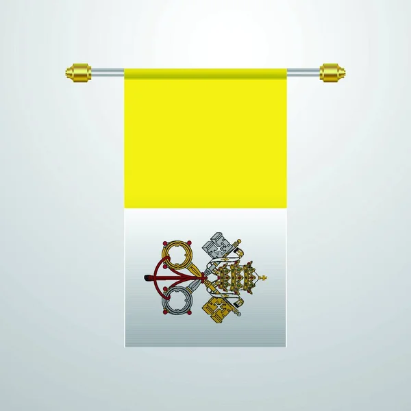 Vatikan City Holy See Tergantung Bendera Vektor Ilustrasi - Stok Vektor