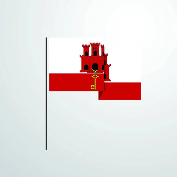 Gibraltar Viftande Flagga Design Vektor — Stock vektor