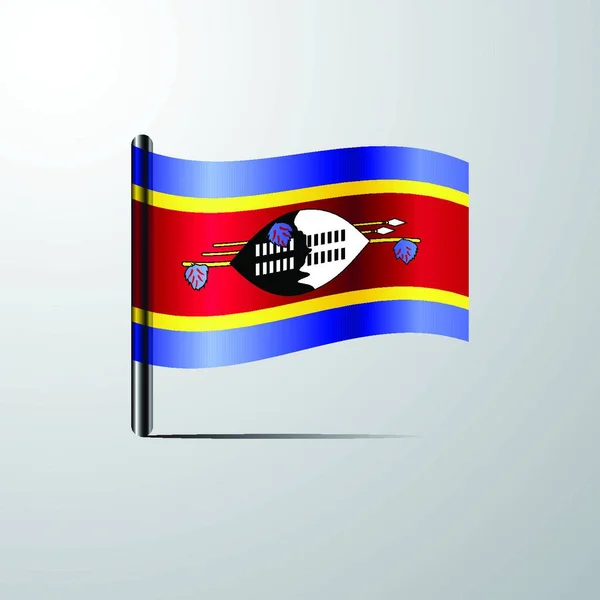 Szváziföld Hullámzó Fényes Zászló Design Vektor — Stock Vector