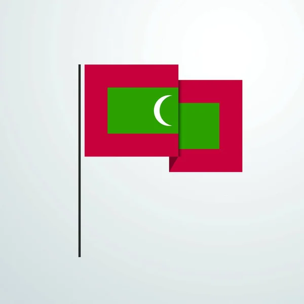 モルディブの旗のデザインベクトルを振って — ストックベクタ